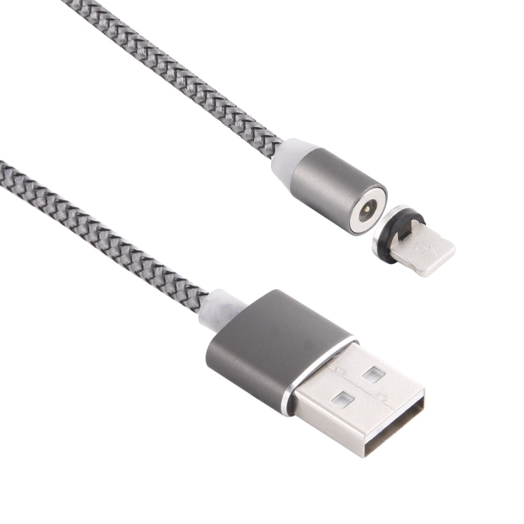 360 Degree Rotation 8 Pin to USB 2.0 Weave Style Magnetic Charging Cable with LED Indicator, Cable Length: 1m(Grey) - Charging Cable & Head by buy2fix | Online Shopping UK | buy2fix