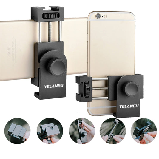 YELANGU PC03 Folding Phone Holder Horizontal Vertical Shooting Phone Clamp Holder Bracket(Black) - Consumer Electronics by YELANGU | Online Shopping UK | buy2fix