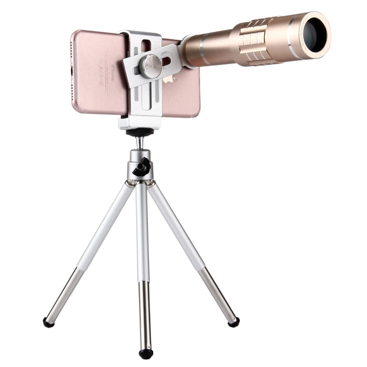 Universal 18X Magnification Lens Mobile Phone 3 in 1 Telescope + Tripod Mount + Mobile Phone Clip(Gold) - Telescope & Microscope by buy2fix | Online Shopping UK | buy2fix