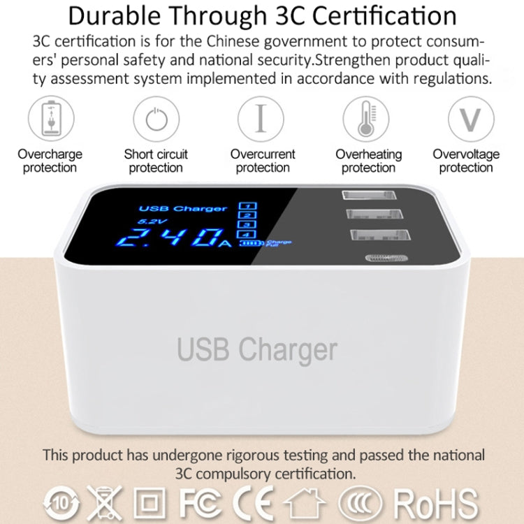 CDA30 20W 3 USB Ports + USB-C / Type-C Ports Multi-function Charger with LED Display, AU Plug - Multifunction Charger by buy2fix | Online Shopping UK | buy2fix