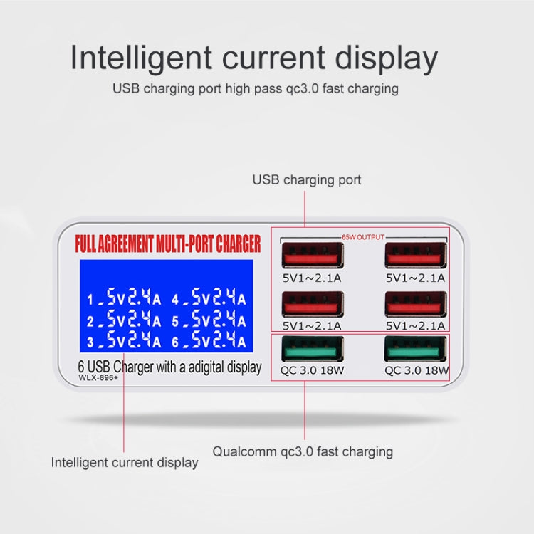 WLX-896+ 6 In 1 Multi-function Smart Digital Display USB Charger(AU Plug) - Multifunction Charger by buy2fix | Online Shopping UK | buy2fix