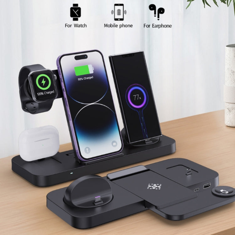 6 in 1 Multifunctional Foldable Vertical Wireless Charger (Black) - Wireless Charger by buy2fix | Online Shopping UK | buy2fix