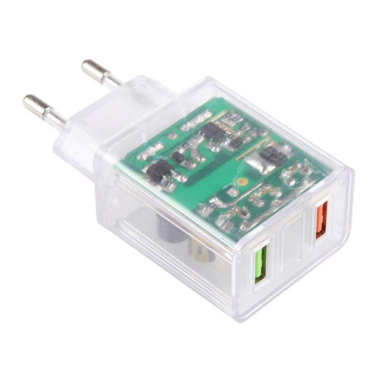 64-22 2A Dual USB Transparent Charger, specification: EU Plug - USB Charger by buy2fix | Online Shopping UK | buy2fix