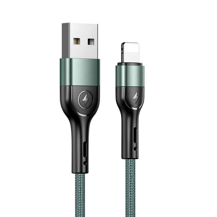 USAMS US-SJ448 U55 2A 8 Pin Aluminum Alloy Weave Charging Cable, Length:1m (Green) - Normal Style Cable by USAMS | Online Shopping UK | buy2fix