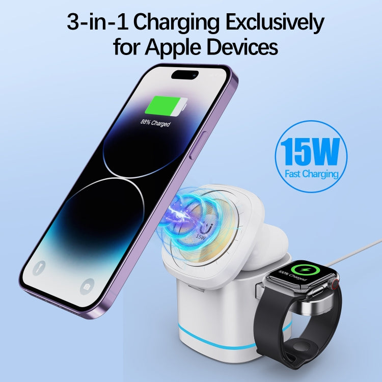 H32 15W 3 in 1 Magnetic Multifunctional Wireless Charger (White) - Wireless Charger by buy2fix | Online Shopping UK | buy2fix