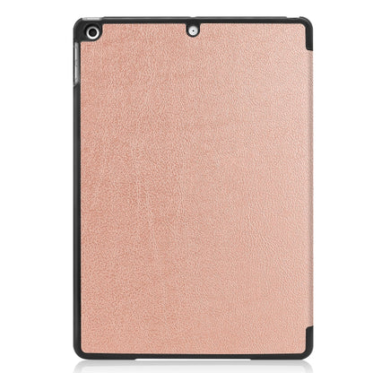 For iPad 10.2 Custer Texture Horizontal Flip Smart PU Leather Case with Sleep / Wake-up Function & Three-folding Holder (Rose Gold) - iPad 10.2 Cases by buy2fix | Online Shopping UK | buy2fix