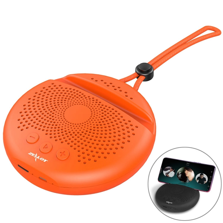 ZEALOT S24 Portable Stereo Bluetooth Speaker with Lanyard & Mobile Card Slot Holder, Supports Hands-free Call & TF Card (Orange) - Desktop Speaker by ZEALOT | Online Shopping UK | buy2fix