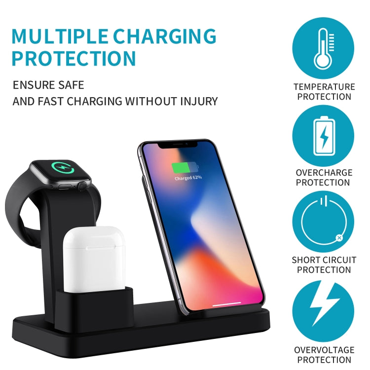 Q12 3 in 1 Quick Wireless Charger for iPhone, Apple Watch, AirPods and other Android Smart Phones(Black) - Apple Accessories by buy2fix | Online Shopping UK | buy2fix