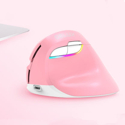 DELUX M618 Mini 2.4G Wireless 2400DPI USB Rechargeable Ergonomic Vertical Mouse (Pink) - Wireless Mice by DELUX | Online Shopping UK | buy2fix