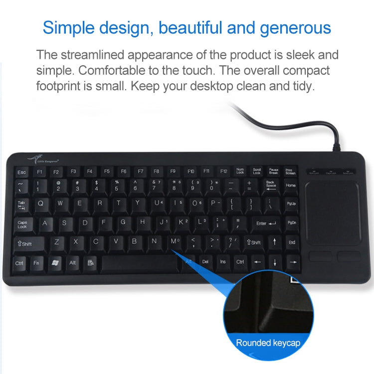 DS-8800 PS / 2 Interface Prevent Water Splashing Laser Engraving Character One-piece Wired Touchpad Keyboard, Length: 1.5m - Wired Keyboard by buy2fix | Online Shopping UK | buy2fix