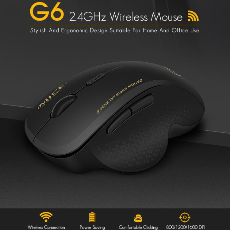 iMICE G6 Wireless Mouse 2.4G Office Mouse 6-button Gaming Mouse(Grey) - Wireless Mice by iMICE | Online Shopping UK | buy2fix