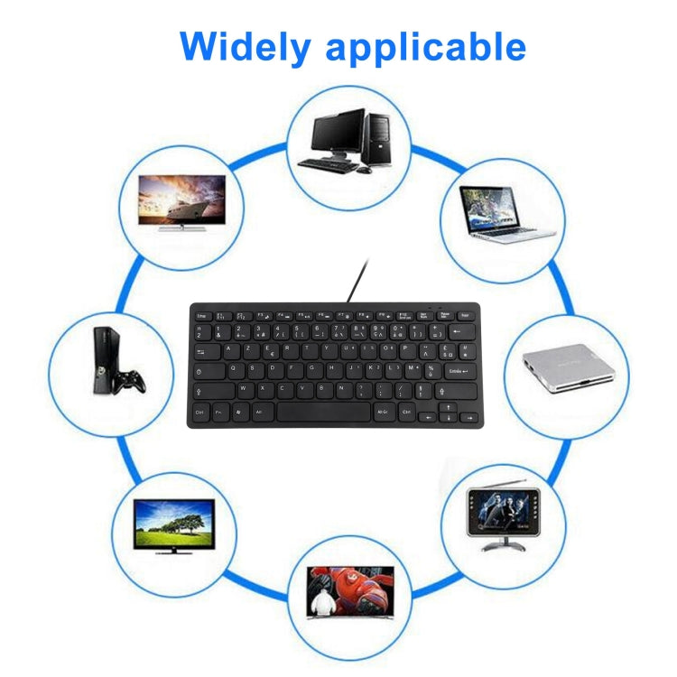 TT-A01 Ultra-thin Design Mini Wired Keyboard, French Version (Black) - Wired Keyboard by buy2fix | Online Shopping UK | buy2fix