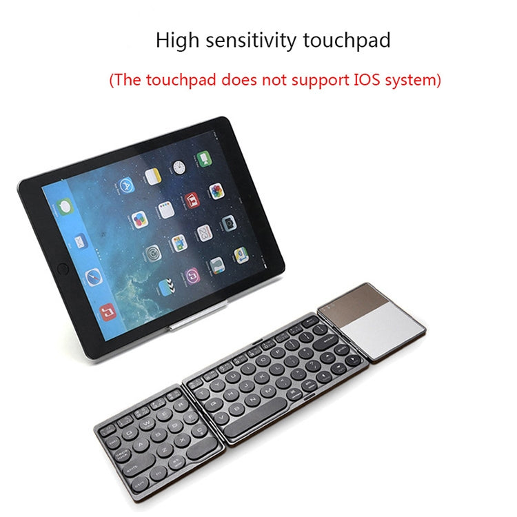 B052 Universal Round Keycap Mini Three-fold Bluetooth Wireless Keyboard with Touchpad (Black) - Mini Keyboard by buy2fix | Online Shopping UK | buy2fix