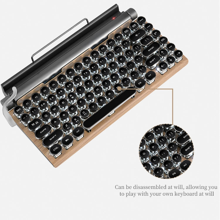 TW1867 Round Retro Punk Keycap Mechanical Wireless Bluetooth Keyboard (Black) - Wireless Keyboard by buy2fix | Online Shopping UK | buy2fix