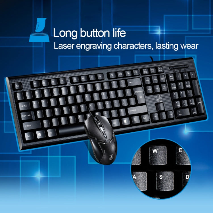 Chasing Leopard Q9 1600 DPI Professional Wired Grid Texture Gaming Office Keyboard + Optical Mouse Kit(Black) - Wired Mice by Chasing Leopard | Online Shopping UK | buy2fix