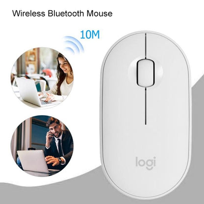 Logitech Pebble Cobblestone Shape Thin 3-keys 1000DPI Mute Wireless Bluetooth Optical Mouse, Wireless Range: 10m (White) -  by Logitech | Online Shopping UK | buy2fix