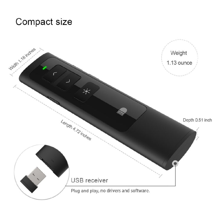 Doosl DSIT013 2.4GHz Rechargeable PowerPoint Presentation Remote Control Multi-functional Laser Pointer for PowerPoint / Keynote / Prezi, Control Distance: 100m(Black) -  by DOOSL | Online Shopping UK | buy2fix