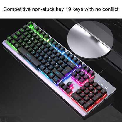 YINDIAO K002 USB Wired Mechanical Feel RGB Backlight Keyboard + Optical Silent Mouse Set(Black) - Wired Keyboard by YINDIAO | Online Shopping UK | buy2fix