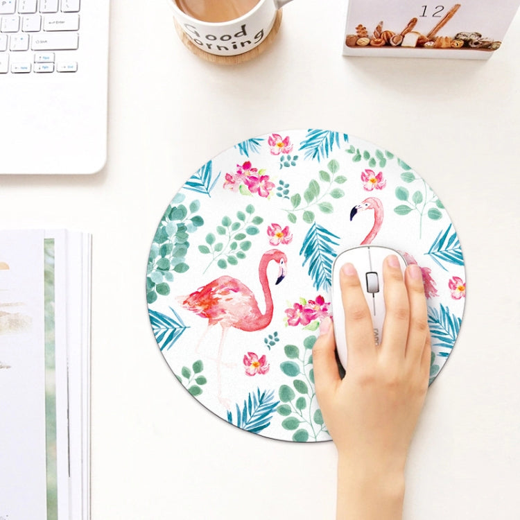 Printed Flamingo Pattern Circular Mouse Pad, Diameter: 22cm - Mouse Pads by buy2fix | Online Shopping UK | buy2fix