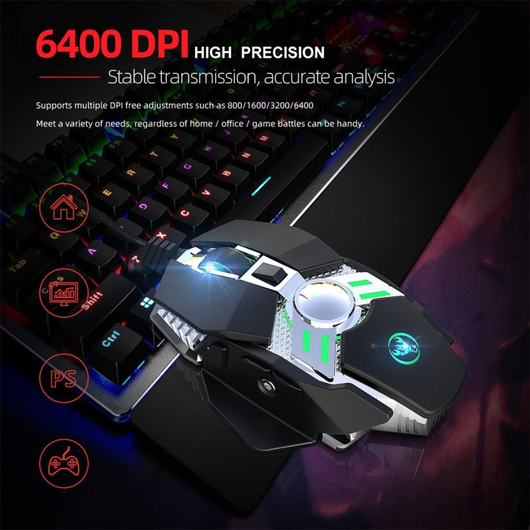 HXSJ J200 7 Keys Programmable Wired E-sports Mechanical Mouse with Light (Silver Grey) - Wired Mice by HXSJ | Online Shopping UK | buy2fix