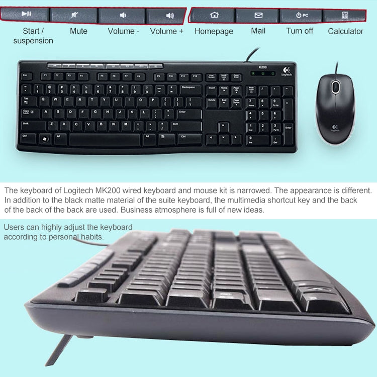 Logitech MK200 Wired Keyboard Mouse Set - Wired Keyboard by Logitech | Online Shopping UK | buy2fix