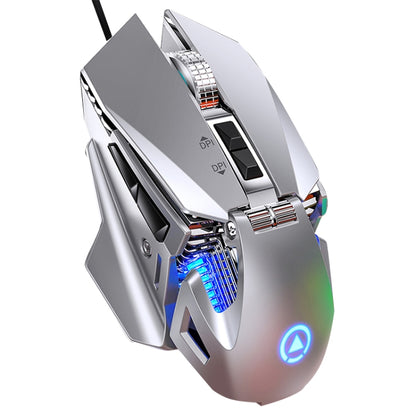 YINDIAO G10 7200DPI 7-modes Adjustable 7-keys RGB Light Wired Metal Mechanical Hard Core Macro Mouse, Style: Audio Version(Silver) - Wired Mice by YINDIAO | Online Shopping UK | buy2fix