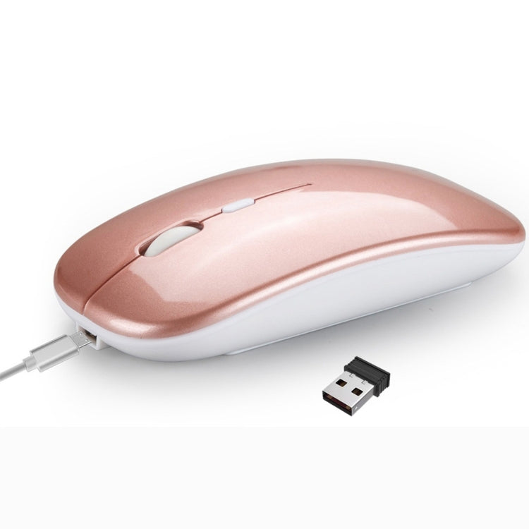 HXSJ M90 2.4GHz Ultrathin Mute Rechargeable Dual Mode Wireless Bluetooth Notebook PC Mouse (Rose Gold) - Wireless Mice by HXSJ | Online Shopping UK | buy2fix