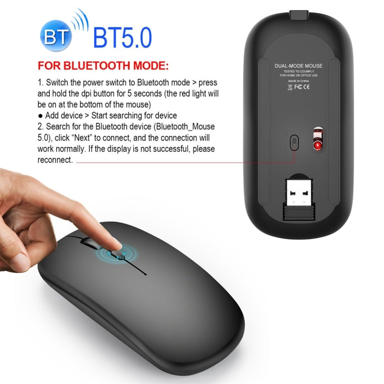 HXSJ M90 2.4GHz Ultrathin Mute Rechargeable Dual Mode Wireless Bluetooth Notebook PC Mouse (Rose Gold) -  by HXSJ | Online Shopping UK | buy2fix