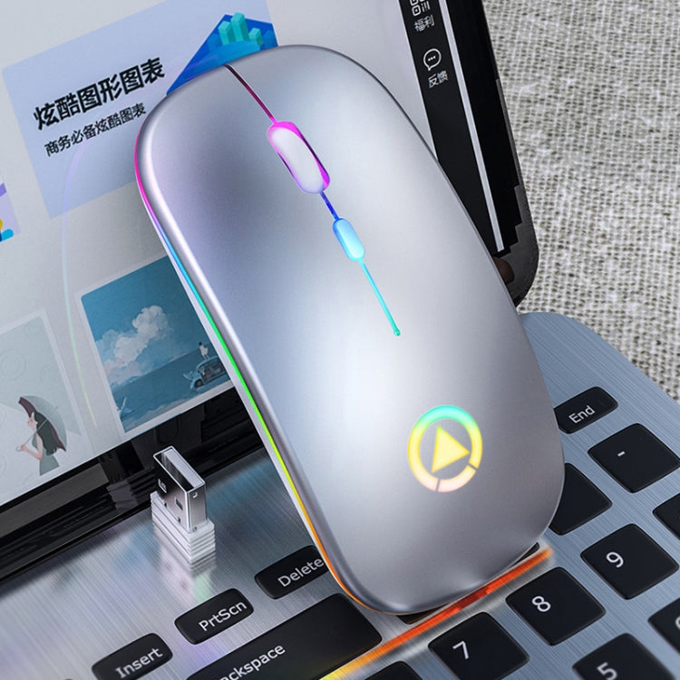 YINDIAO A2 2.4GHz 1600DPI 3-modes Adjustable RGB Light Rechargeable Wireless Silent Mouse (Grey) - Computer & Networking by YINDIAO | Online Shopping UK | buy2fix