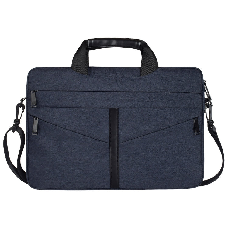 15.6 inch Breathable Wear-resistant Fashion Business Shoulder Handheld Zipper Laptop Bag with Shoulder Strap (Navy Blue) - 14.1 inch by buy2fix | Online Shopping UK | buy2fix