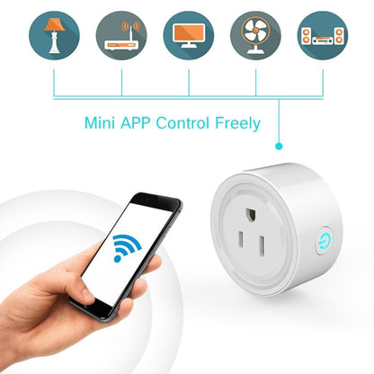 10A Round Shape WiFi Mini Plug APP Remote Control Timing Smart Socket Works with Alexa & Google Home, AC 100-240V, US Plug - Smart Socket by buy2fix | Online Shopping UK | buy2fix