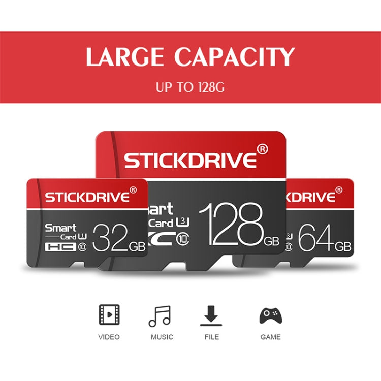 STICKDRIVE 128GB U3 White Line Red and Black TF(Micro SD) Memory Card - Micro SD Card by STICKDRIVE | Online Shopping UK | buy2fix