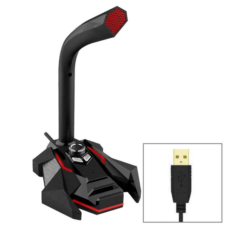 GK Desktop Omnidirectional USB Wired Dual Mic Condenser Microphone, Built-in Sound Card, Compatible with PC / Mac for Live Broadcast, Show, KTV, etc.(Black + Red) - Consumer Electronics by buy2fix | Online Shopping UK | buy2fix