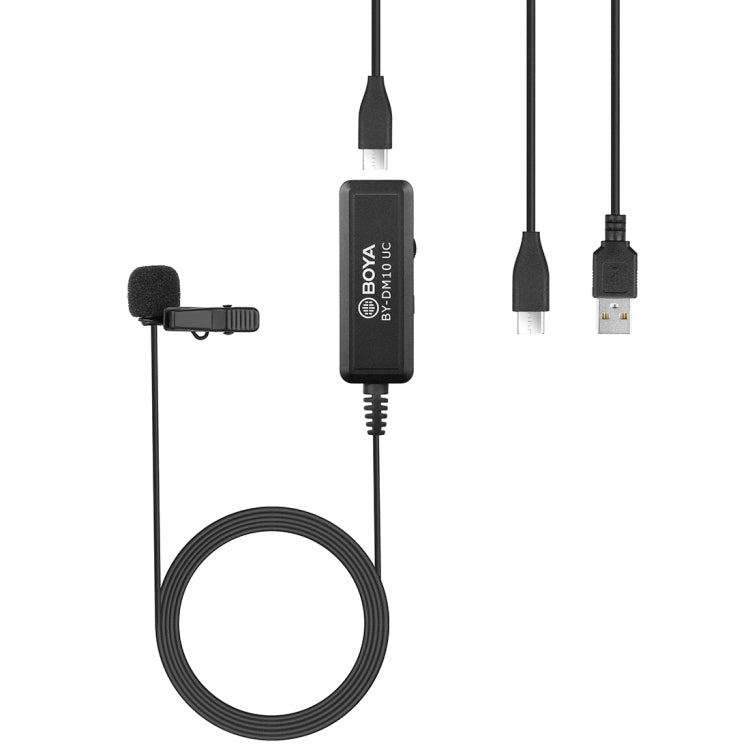 BOYA BY-DM10 UC USB-C / Type-C Plug Broadcast Lavalier Microphone with Windscreen, Cable Length: 6m (Black) - Camera Microphone by BOYA | Online Shopping UK | buy2fix