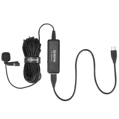 BOYA BY-DM10 UC USB-C / Type-C Plug Broadcast Lavalier Microphone with Windscreen, Cable Length: 6m (Black) - Camera Microphone by BOYA | Online Shopping UK | buy2fix