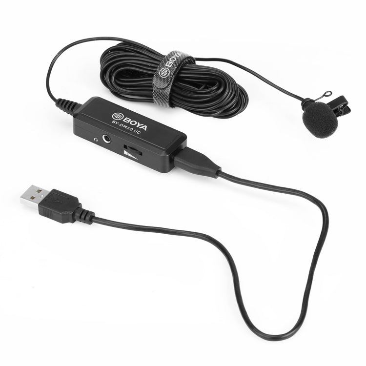 BOYA BY-DM10 UC USB-C / Type-C Plug Broadcast Lavalier Microphone with Windscreen, Cable Length: 6m (Black) - Camera Microphone by BOYA | Online Shopping UK | buy2fix