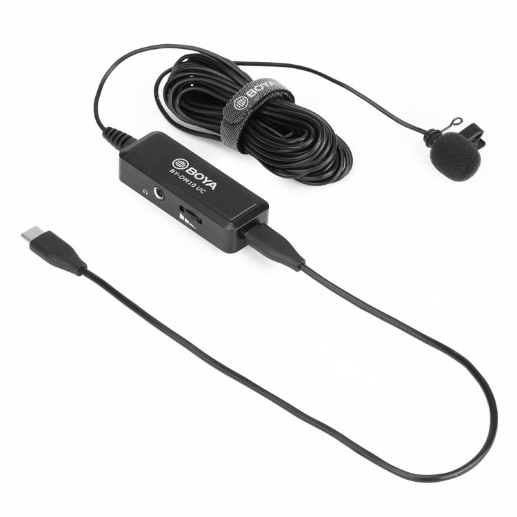 BOYA BY-DM10 UC USB-C / Type-C Plug Broadcast Lavalier Microphone with Windscreen, Cable Length: 6m (Black) - Camera Microphone by BOYA | Online Shopping UK | buy2fix