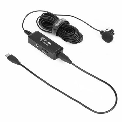 BOYA BY-DM10 UC USB-C / Type-C Plug Broadcast Lavalier Microphone with Windscreen, Cable Length: 6m (Black) - Camera Microphone by BOYA | Online Shopping UK | buy2fix