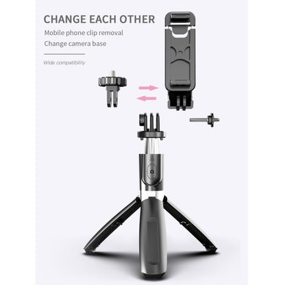 L02 100cm Multi-function Adjustable Bluetooth Self-timer Pole Tripod Selfie Stick (White) - Consumer Electronics by buy2fix | Online Shopping UK | buy2fix