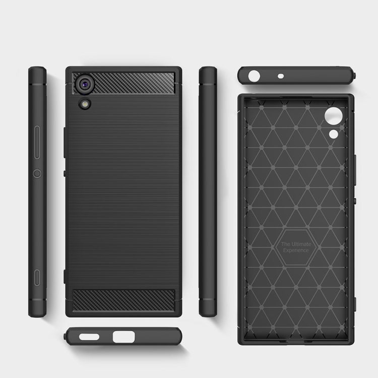 For Sony Xperia XA1 Ultra Brushed Texture Carbon Fiber Shockproof TPU Rugged Armor Protective Case(Black) - Mobile Accessories by buy2fix | Online Shopping UK | buy2fix