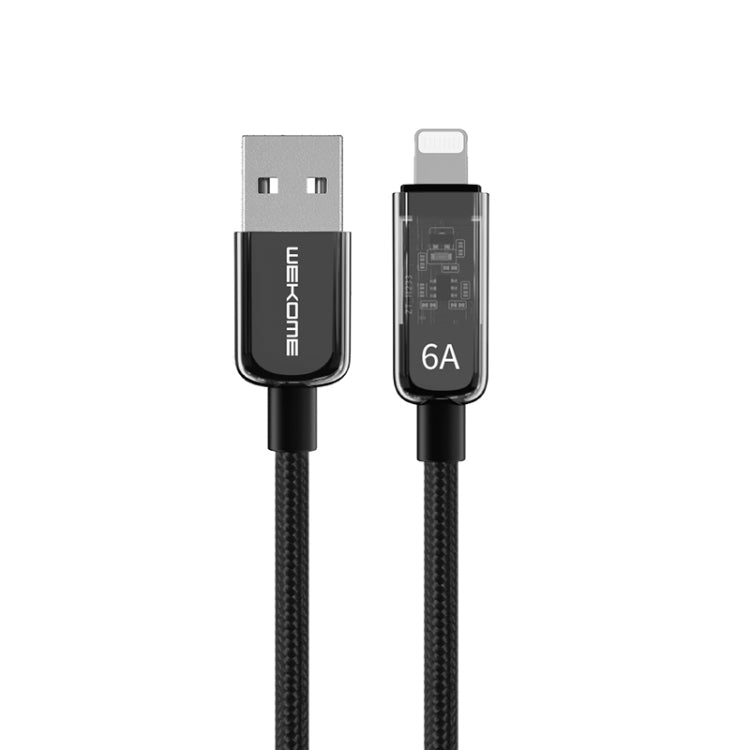 WK WDC-180 6A Pioneer Series USB to 8 Pin Transparent Fast Charge Data Cable, Length: 1m(Black) - Normal Style Cable by WK | Online Shopping UK | buy2fix