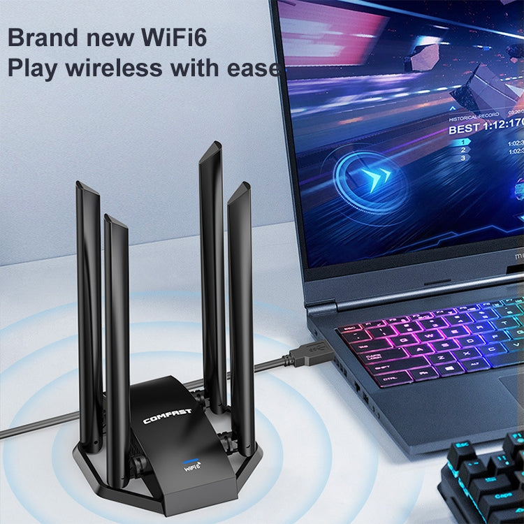 COMFAST CF-966AX Free-drive Dual Band 1800Mbps USB3.0 High Power Wireless WiFi 6 Adapter - USB Network Adapter by COMFAST | Online Shopping UK | buy2fix