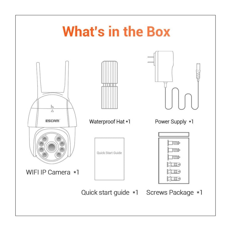 ESCAM QF218 1080P Pan / Tilt AI Humanoid Detection IP66 Waterproof WiFi IP Camera, Support ONVIF / Night Vision / TF Card / Two-way Audio, US Plug - Security by ESCAM | Online Shopping UK | buy2fix