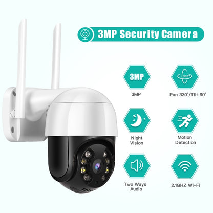 QX29 3.0MP HD WiFi IP Camera, Support Night Vision & Motion Detection & Two Way Audio & TF Card, US Plug - Security by buy2fix | Online Shopping UK | buy2fix