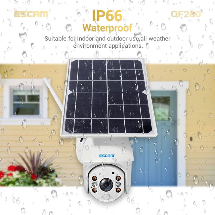 ESCAM QF280 HD 1080P IP66 Waterproof WiFi Solar Panel PT IP Camera with Battery, Support Night Vision / Motion Detection / TF Card / Two Way Audio (White) - Dome Camera by ESCAM | Online Shopping UK | buy2fix