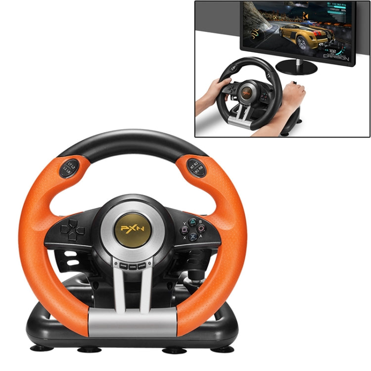 PXN-V3 Racing Game Steering Wheel for PC / PS3 / 4 / xbox one / switch(Orange) - Gamepads by buy2fix | Online Shopping UK | buy2fix