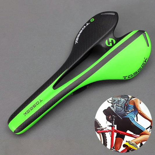 TOSEEK Road Bike Carbon Fiber Seat Bicycle Hollow Seat Saddle, 3K Texture + Extinction(Green) - Outdoor & Sports by TOSEEK | Online Shopping UK | buy2fix