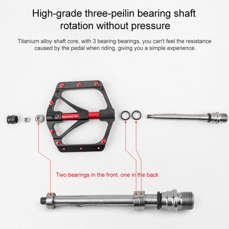 PROMEND PD-M82-TI 1 Pair Mountain Bicycle Titanium Alloy Shaft 3-Bearings Wide Pedals (Black) - Outdoor & Sports by PROMEND | Online Shopping UK | buy2fix