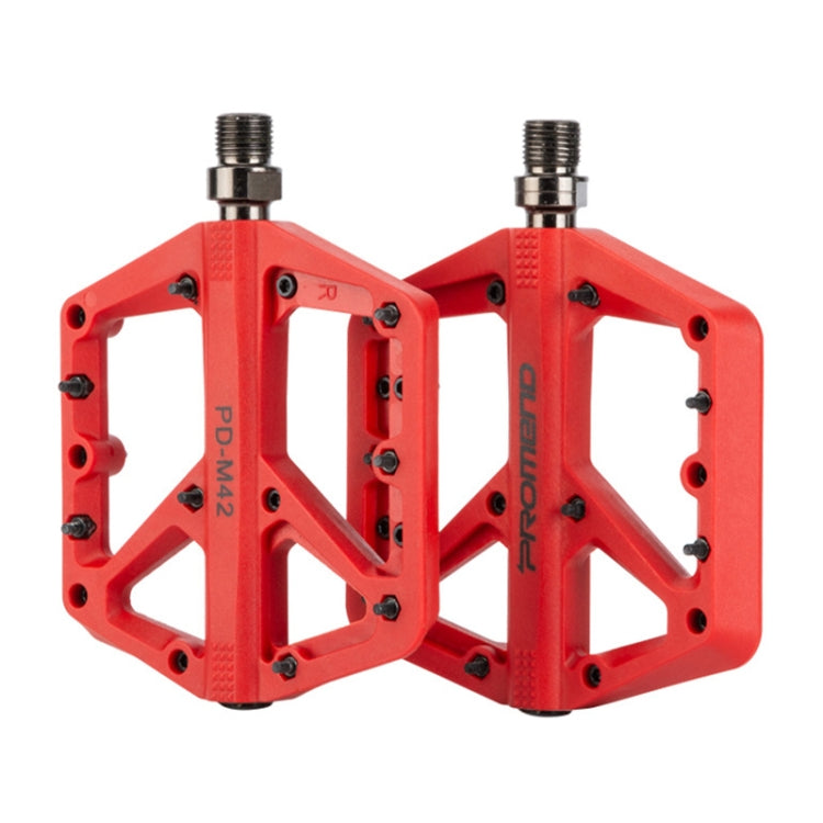 PROMEND PD-M42 1 Pair Mountain Bicycle Nylon High-speed Bearing Pedals(Red) - Pedals by PROMEND | Online Shopping UK | buy2fix