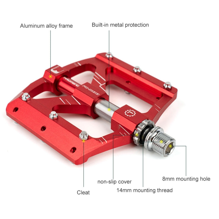 PROMEND PD-M88 1 Pair Mountain Bicycle Aluminum Alloy 3-Bearings Pedals (Titanium Color) - Outdoor & Sports by PROMEND | Online Shopping UK | buy2fix